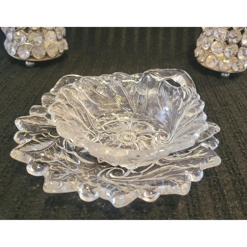 Vintage Indiana Glass Wild Rose Nappy Dish & Bowl Set